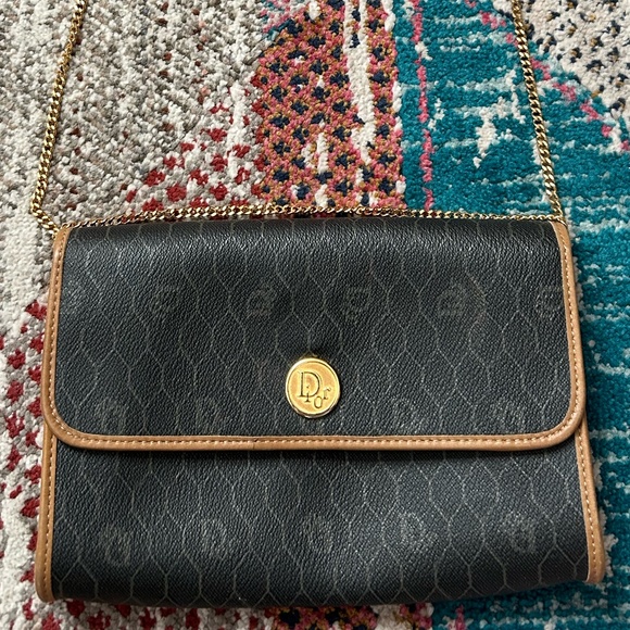 Dior Handbags - Vintage Christian Dior honeycomb canvas chain shoulder bag